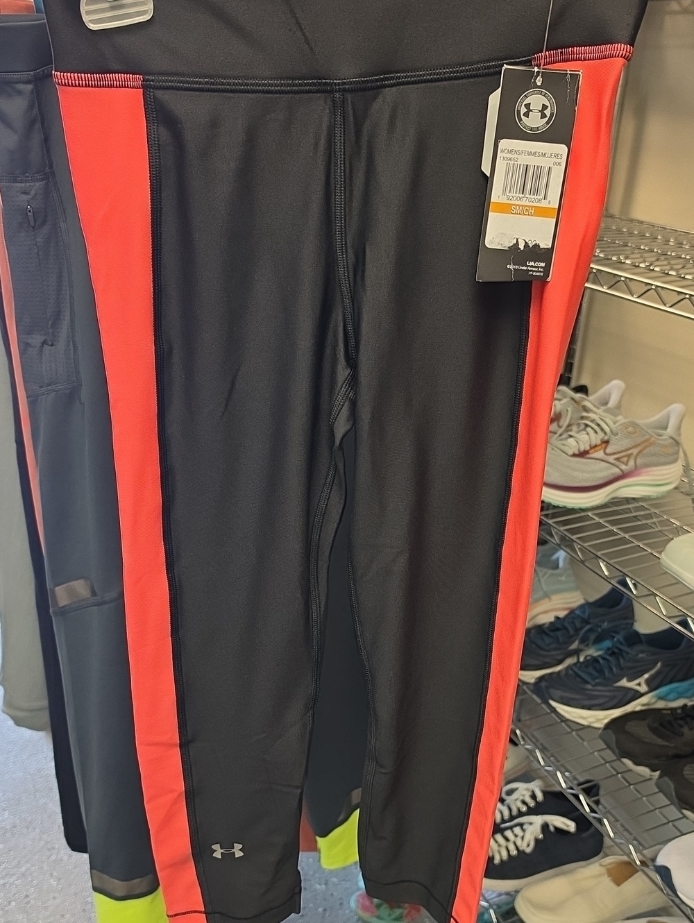 Under Armour Black Leggings with Red Side Panels - Kids